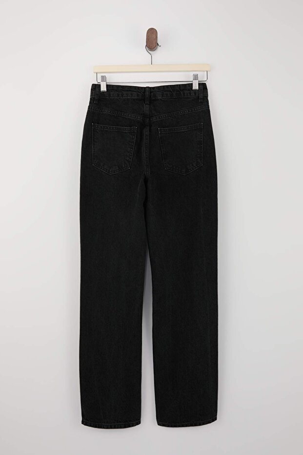 Siyah Normal Bel 100% Pamuk Straight Düz Kesim Jeans TWOSS26JE00096 - 6