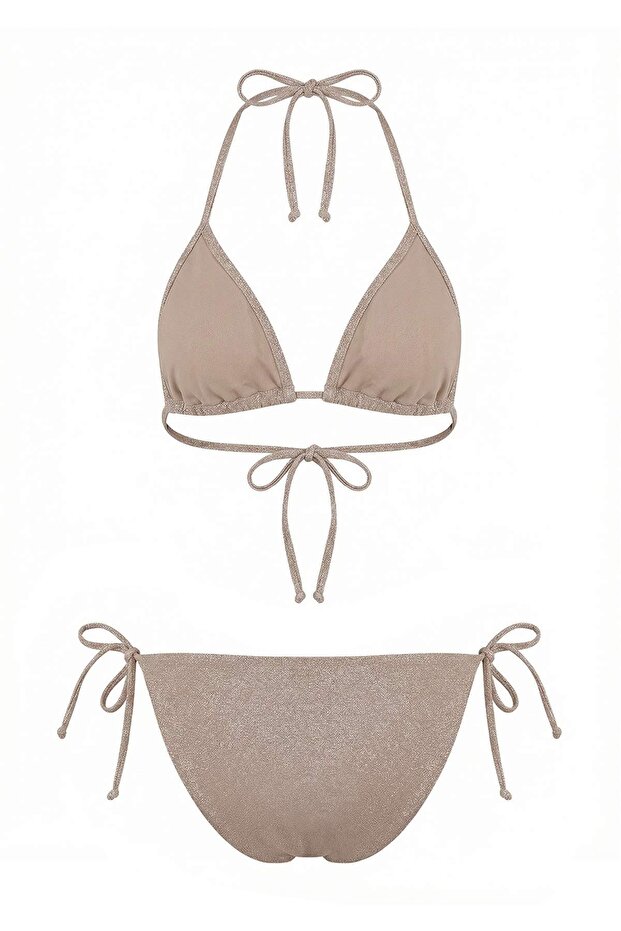 Vizon Simli Üçgen Kaplı Tokalı Normal Bel Regular Bikini Takımı TBESS26BT00046 - 7