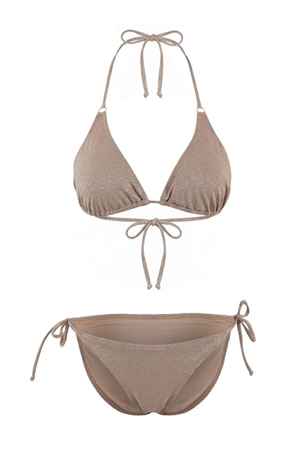 Vizon Simli Üçgen Kaplı Tokalı Normal Bel Regular Bikini Takımı TBESS26BT00046 - 6
