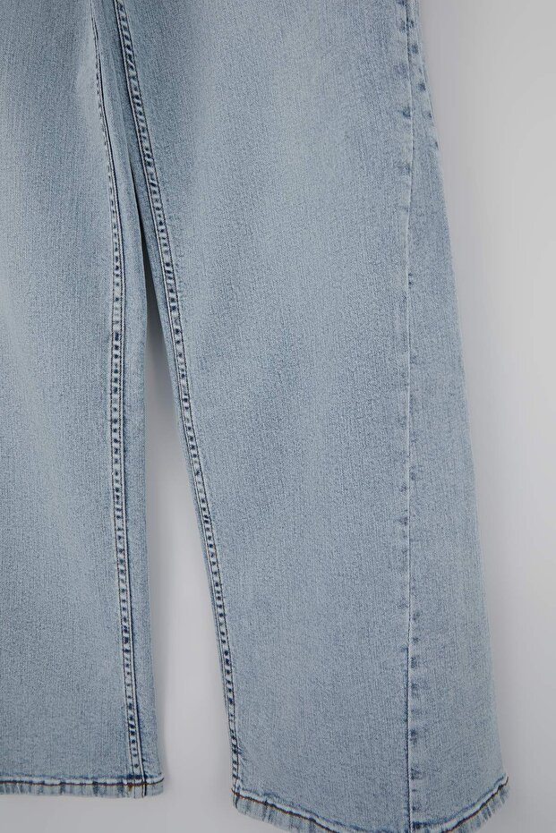 Açık Mavi Yüksek Bel Geniş Paça Comfort/Orta Esnek Wide Leg Büyük Beden Jeans TBBSS26CJ00003 - 6