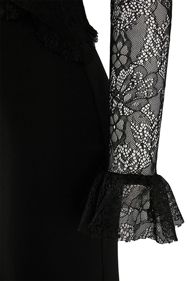 Siyah Dantel Maxi Abiye & Mezuniyet Elbisesi TPRSS26AE00028 - 7