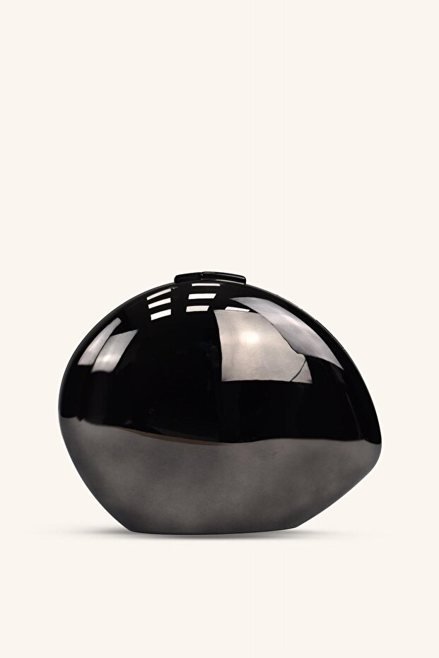 Shiny Metal Evening Dress Bag - Black (Black-Anthracite Reflective)