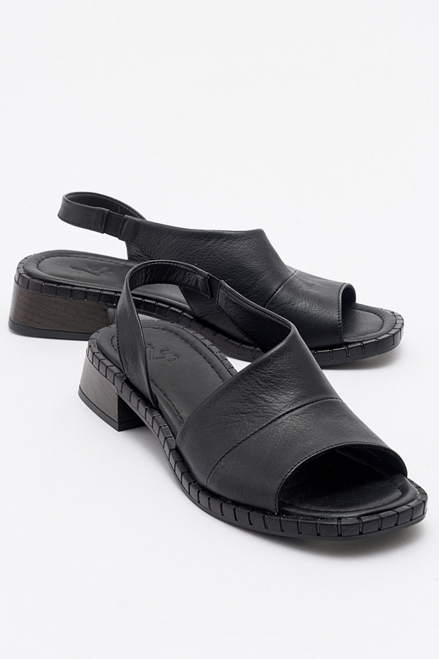 Abesina Women's Genuine Leather Sandals Black