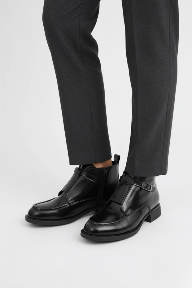 Fermuarlı Hakiki Deri Kadın Bot - 3