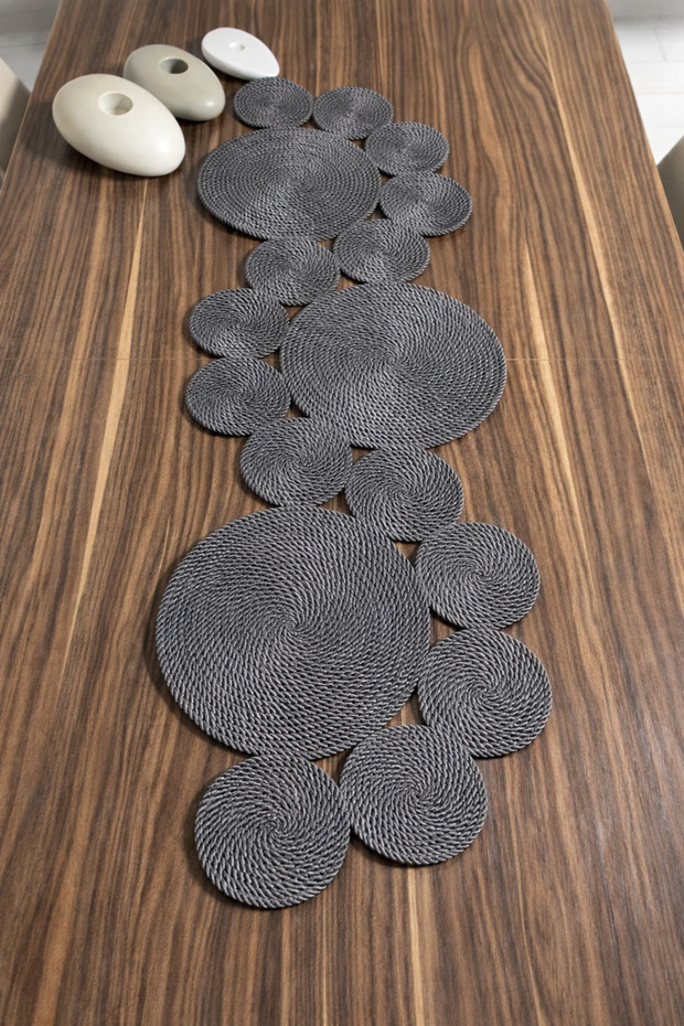 Anthracite Color Handmade Wicker Runner – 105X34 cm Table & Coffee Table Cover