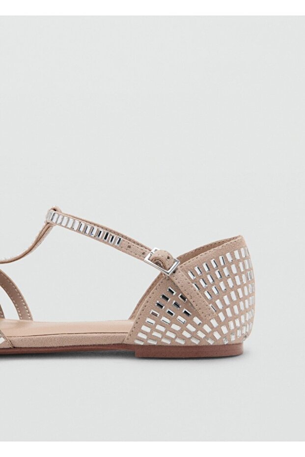 Boncuklu şeritli sandalet - 5