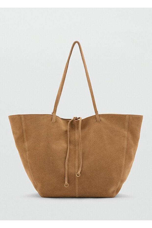 Süet deri shopper çanta - 3