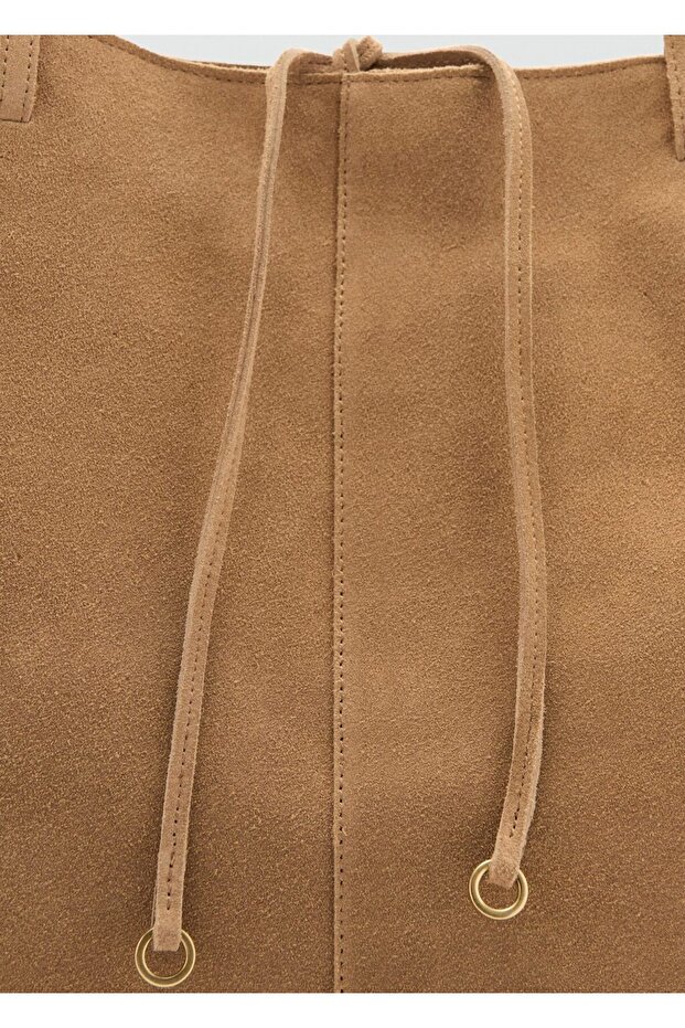 Süet deri shopper çanta - 4