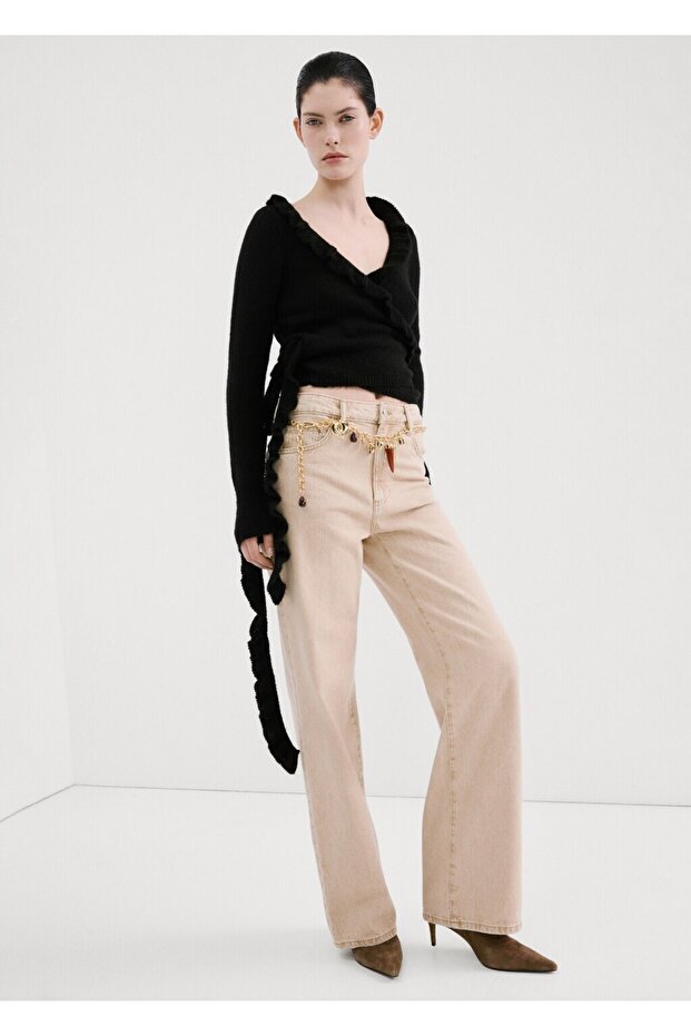 Volanlı triko hırka - 2