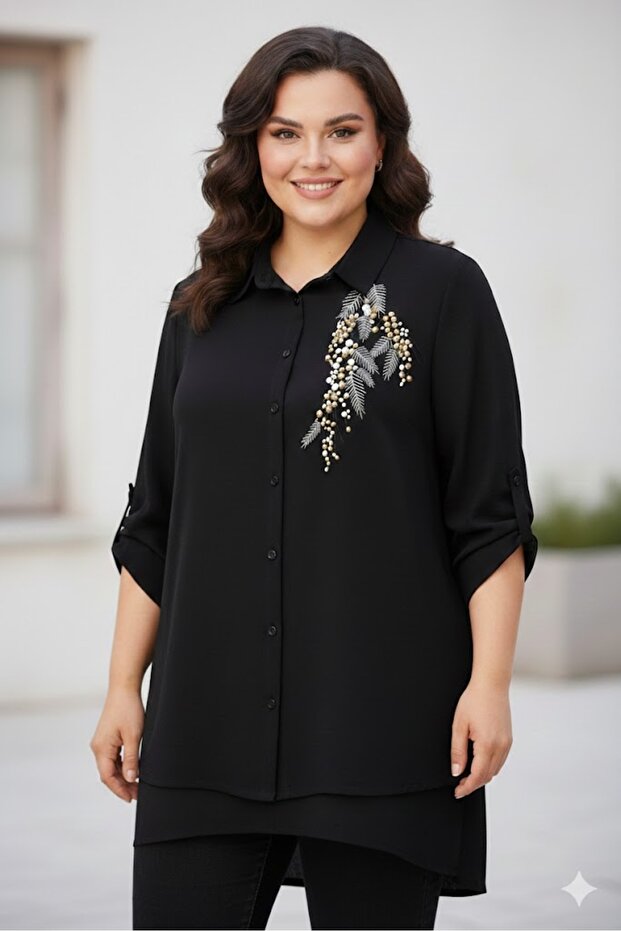 Plus Size Cool Embroidered Shirt