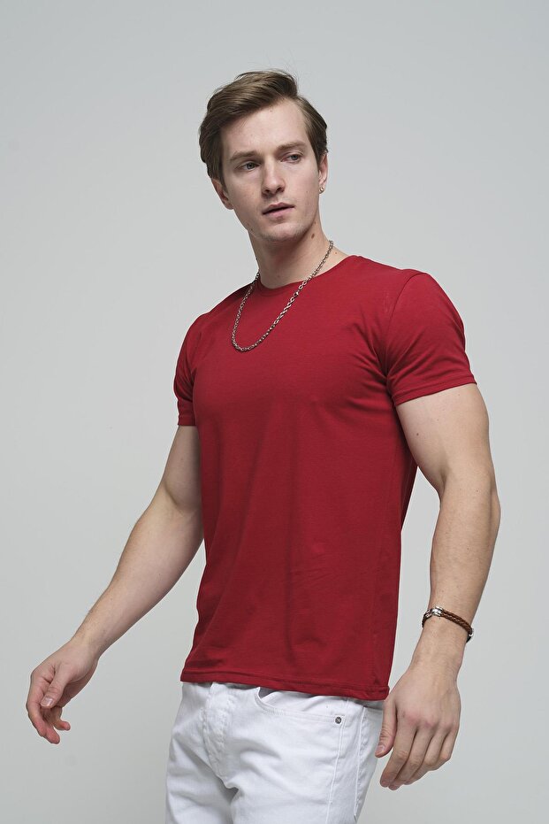 FTX Slim Fit Likralı Bisiklet Yaka Erkek Basic Tshirt - 1