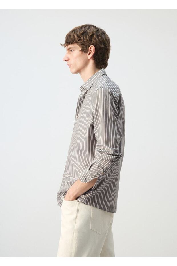 %100 lyocell çizgili regular fit gömlek - 8