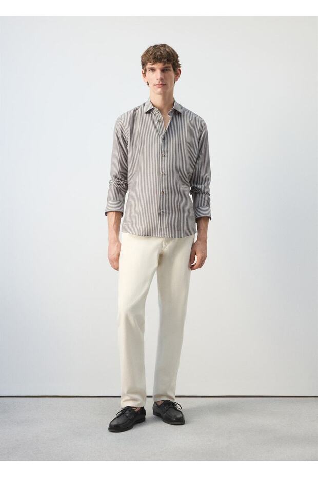 %100 lyocell çizgili regular fit gömlek - 2
