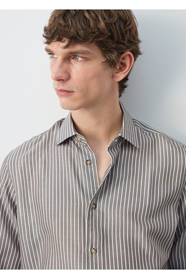 %100 lyocell çizgili regular fit gömlek - 7