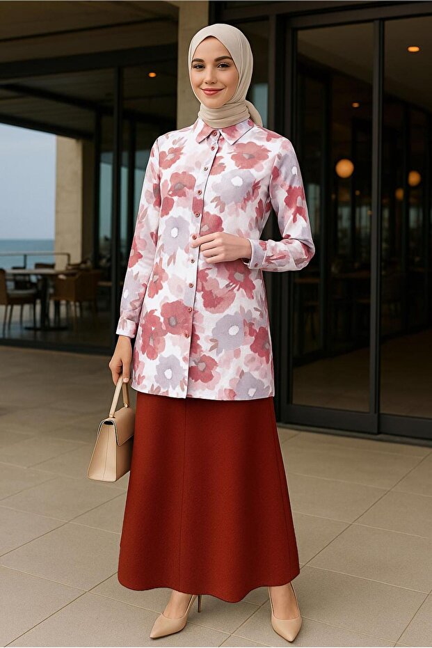 تونيك منقوش مقاس كبير 20536 - 1