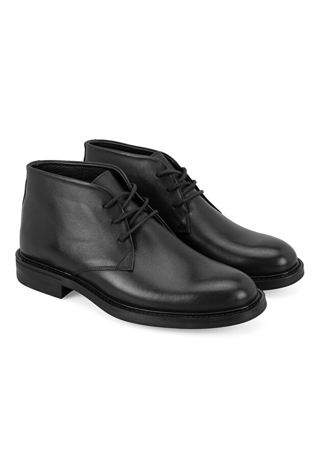 Aliah Black Men's Leather Lace-Up Boots