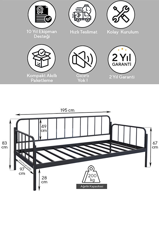 Sofia Sedir Metal Karyola - 6