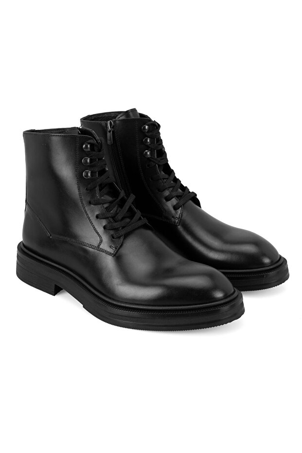 Poar Black Men's Leather Boots