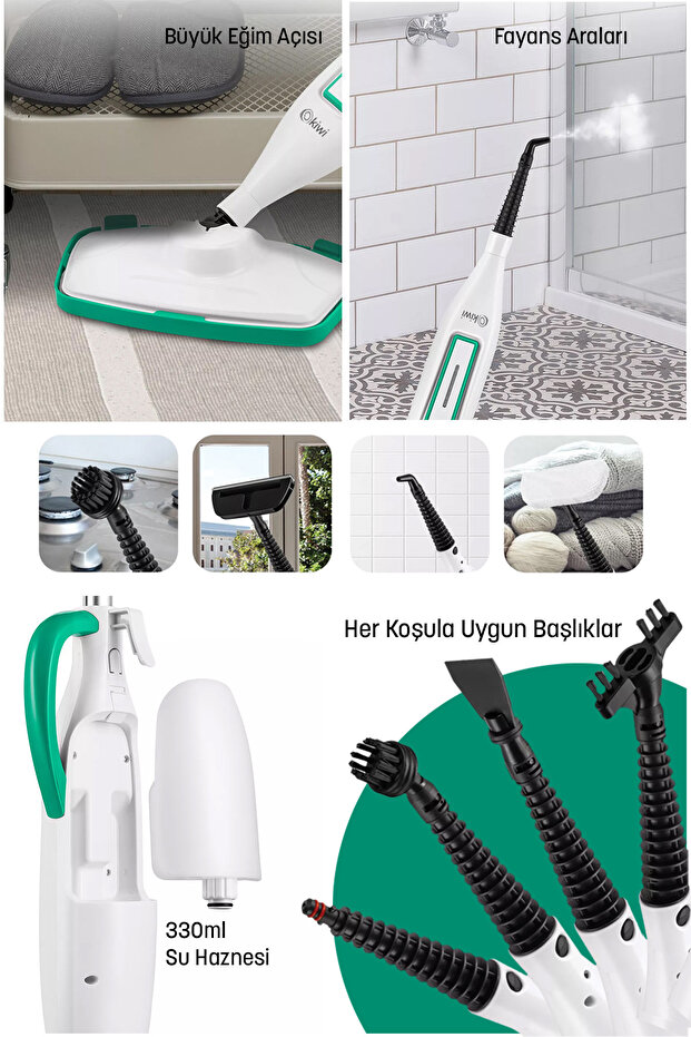 Ksc-4221 Çok Fonksiyonlu 10 Aparatlı Buharlı Paspas Mop - Buharlı Temizleyici - 6