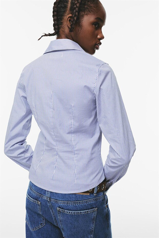 Pens detaylı dar kesim gömlek - 5