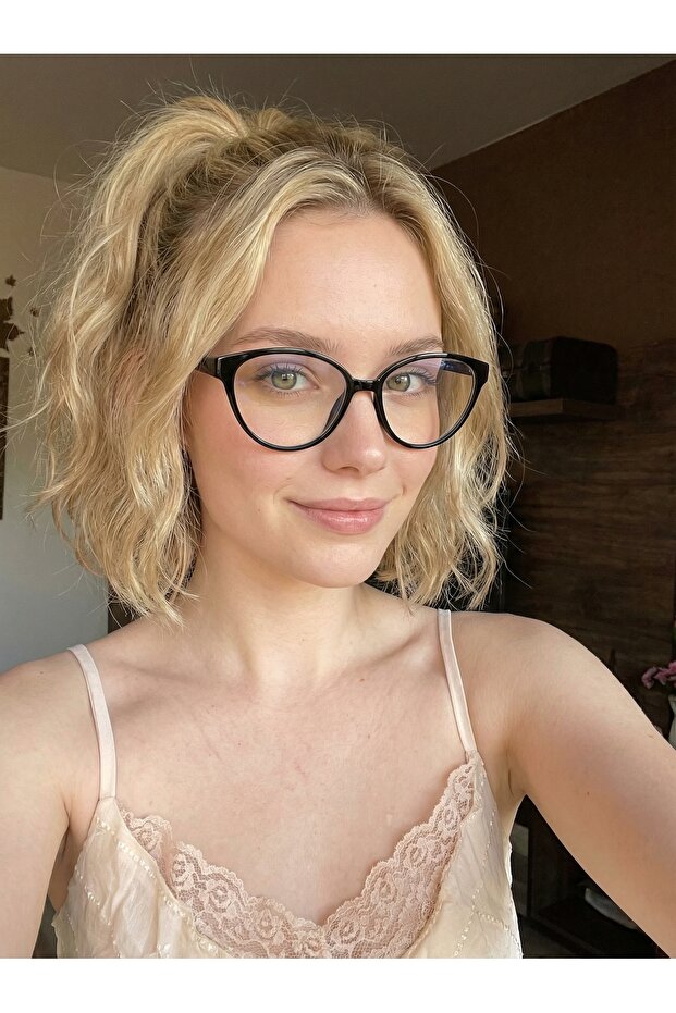 Tana Black Cat Eyemavi Light Filtered Screen Glasses (Metal Hinged) Can Change Lenses