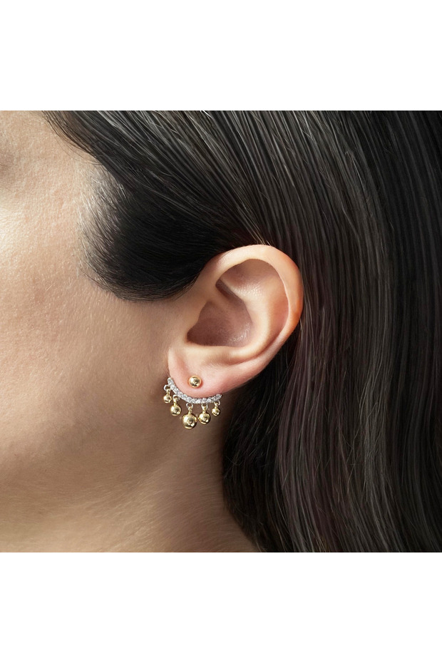 أقراط متدلية صغيرة مزدوجة الجوانب مكونة من 5 قطع - 1