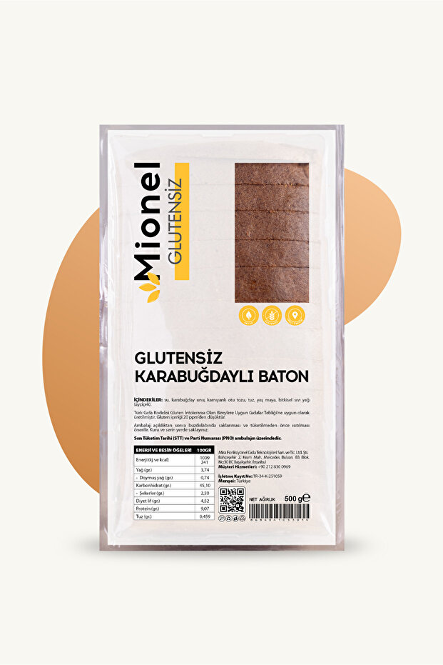 Glutensiz Karabuğdaylı Baton Ekmek 500g - 1