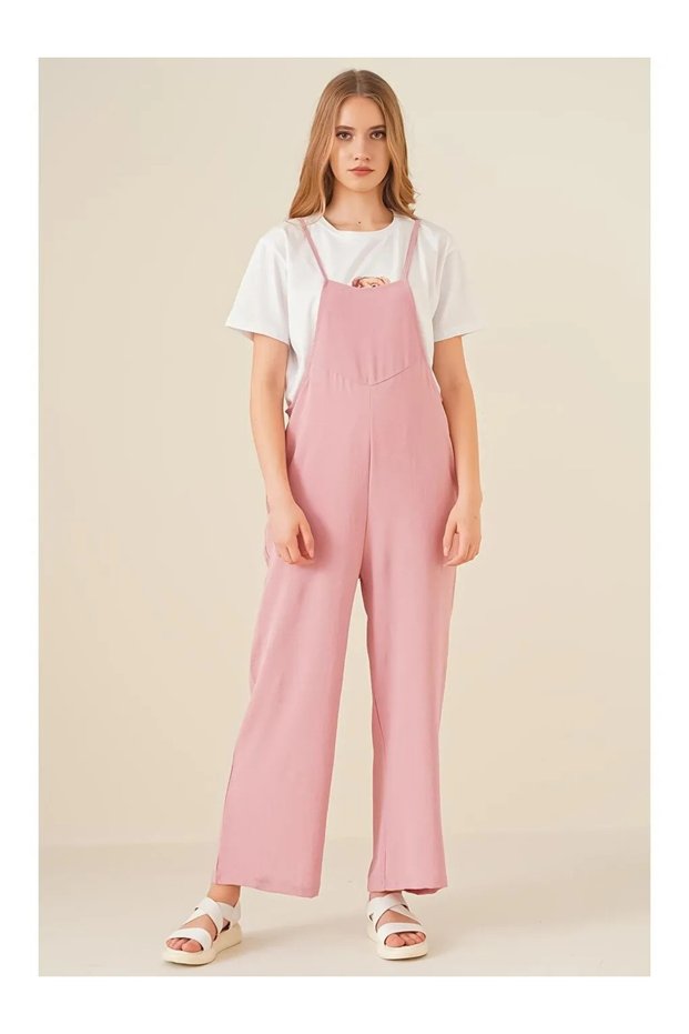 Women's Powder Adjustable Strap Pocket Wide Leg Gardener Jumpsuit HZL22S-BD170191