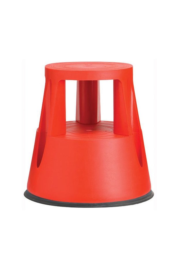Double Layer, Anti-Tip, Anti-Slip, Red Stool with Wheels