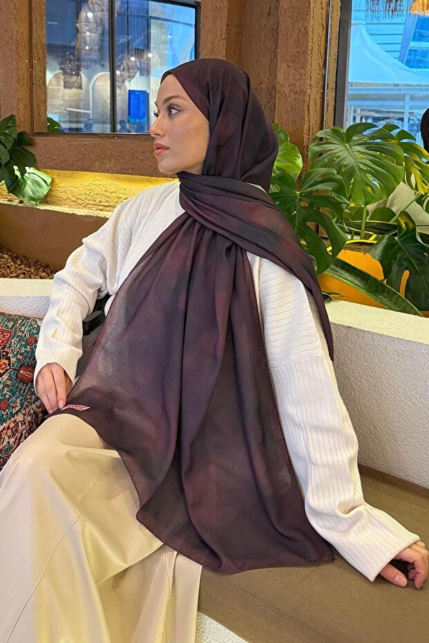 نمط الباتيك شال ناعم بني مرير - 4