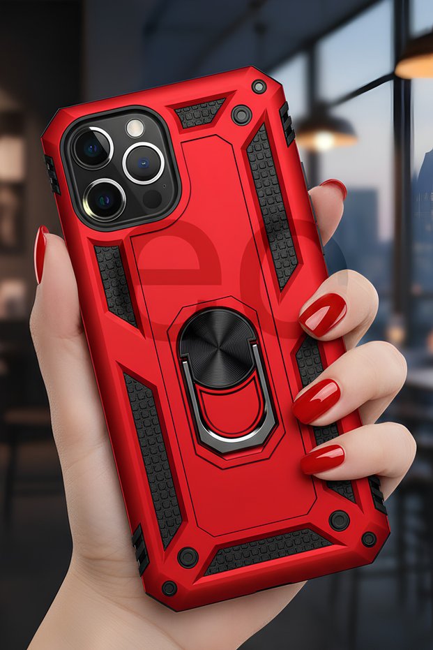 Apple iPhone 13 Pro Case Magnetic Tpu Tank Cover with Ring Stand