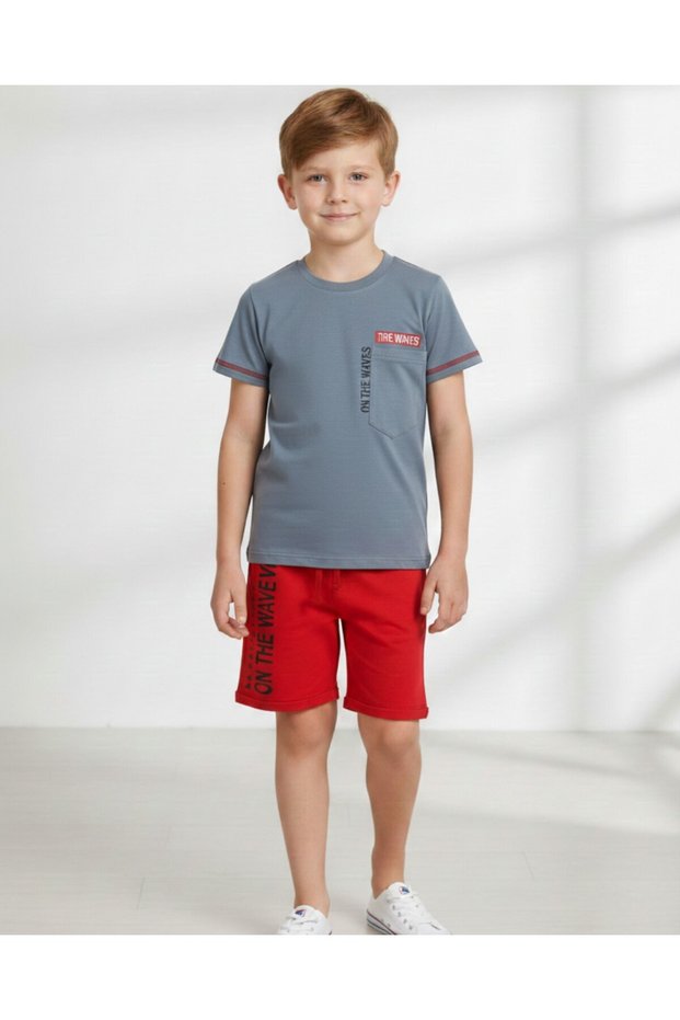 Tight Mold! Erke Children 4-11 Years Pocket Summer Detail Shorts Bottom Top Set