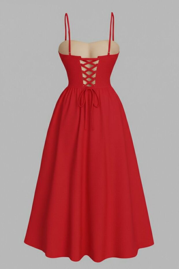 Midi boy drapeli elbise - 2