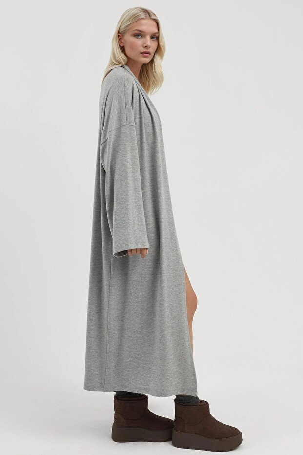 BUSEM Önü Açık Uzun Esnek Örme Hırka - 4