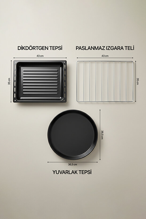 AF930L 45 lt Gri Midi Fırın, İç aydınlatmalı, Zaman Ayarlı, Izgara ve Fırın, 2 Tepsi 1 Tel Izgara - 5