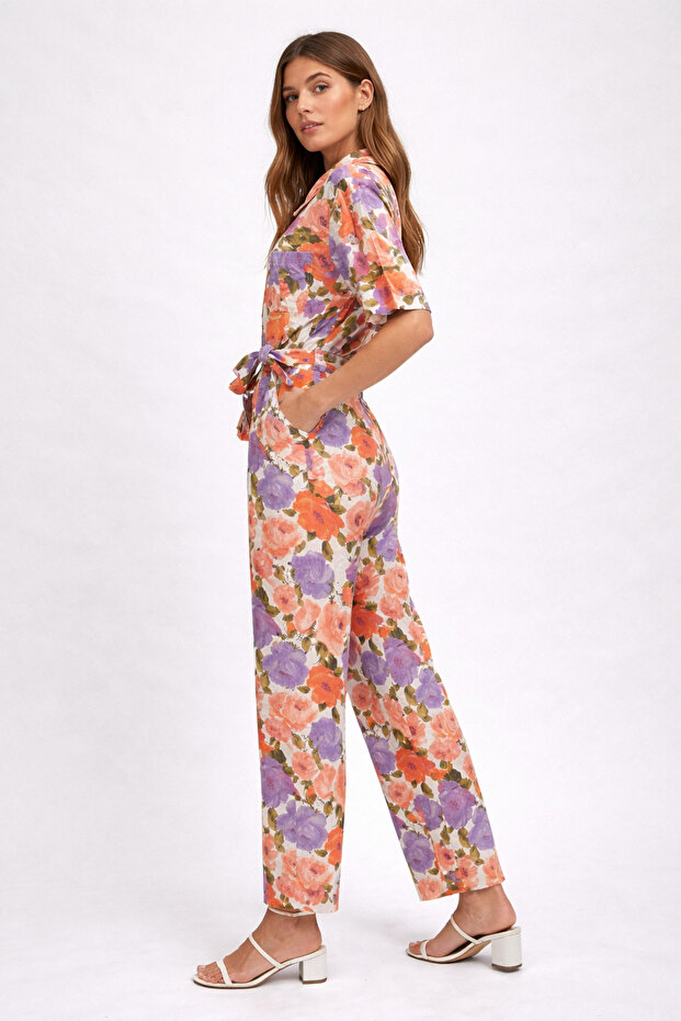 Çiçek Desenli Tulum - 3