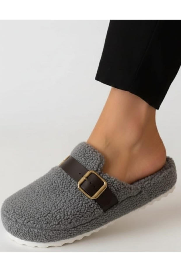 Kadın Tokalı Ev Terliği-Kışlık Terlik Sıcak Tutan - 2