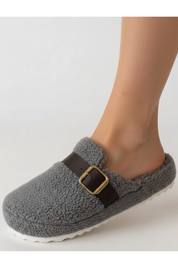 Kadın Tokalı Ev Terliği-Kışlık Terlik Sıcak Tutan - 4