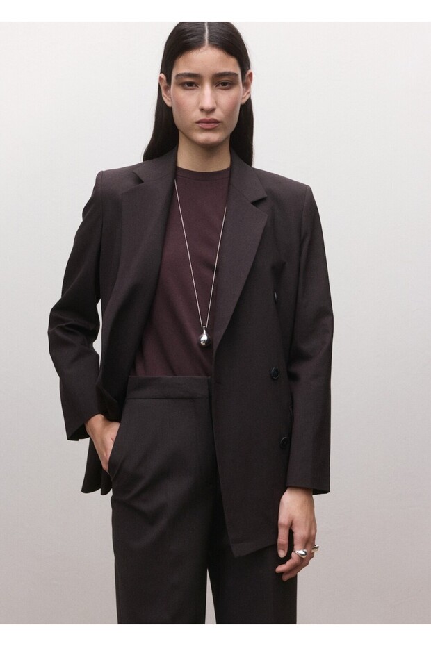 Çift düğmeli yün blazer ceket - 1