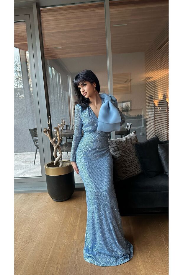 Tasarımı Bebe Mavisi Abiye - 3