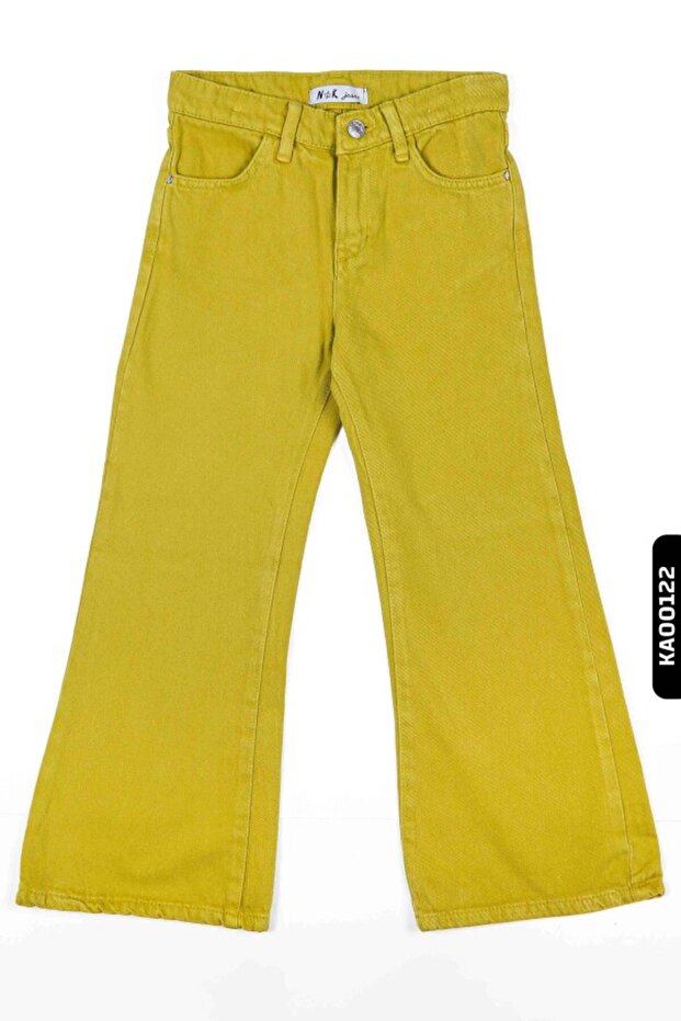 Wide Leg Belted Half Zipper Girl's Trousers 8-14 Years 55706