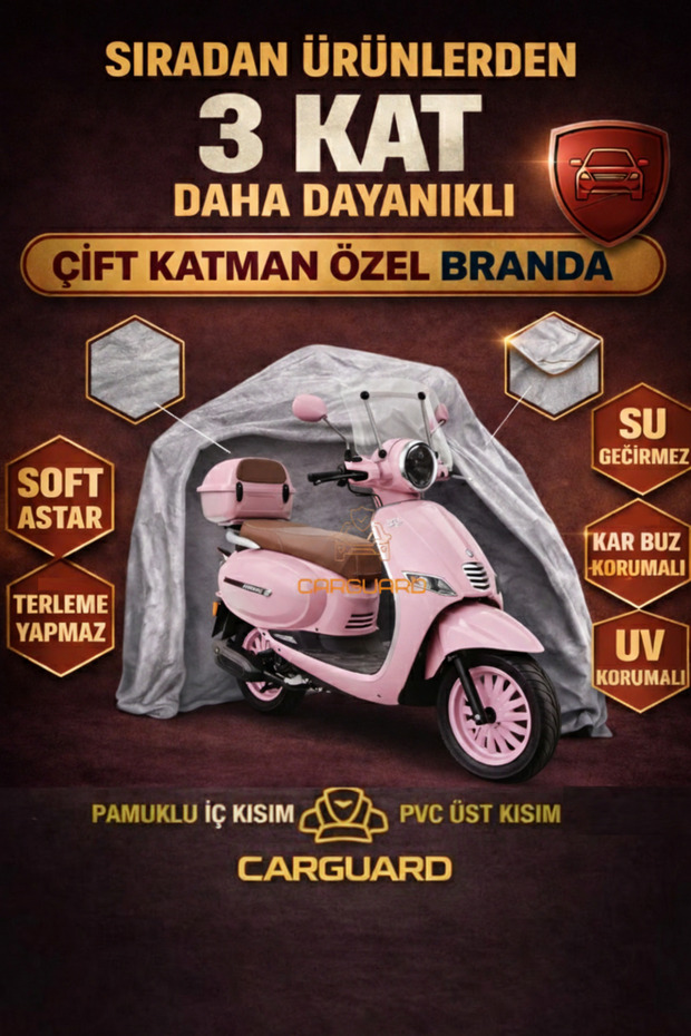 Yuki Bellini 50 Cc and 125 Cc Compatible Ribbed Motorcycle Tarpaulin Motor Cover - Rear Bag Compatible