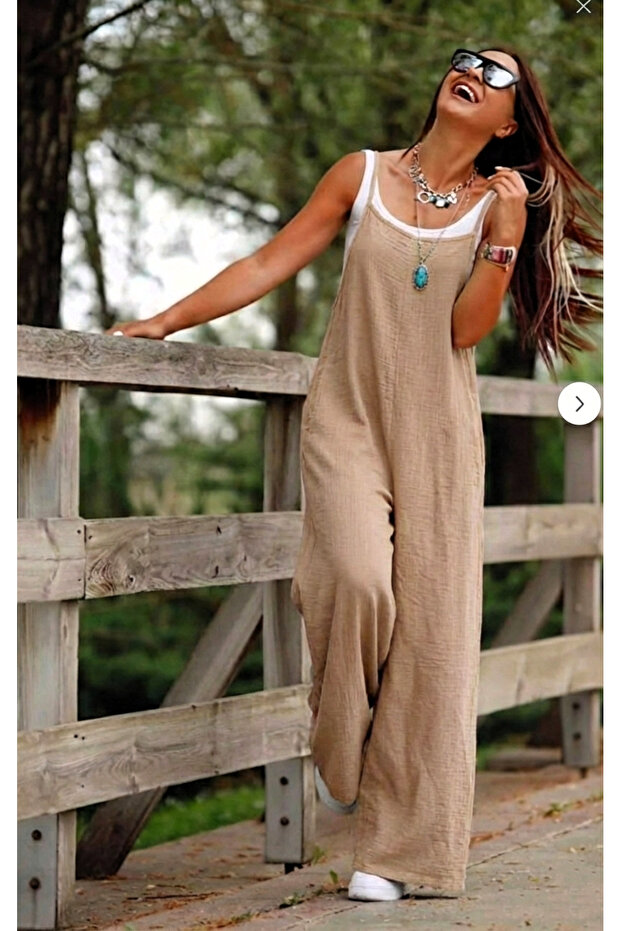 Women's Jumpsuit Dress with Attached Straps