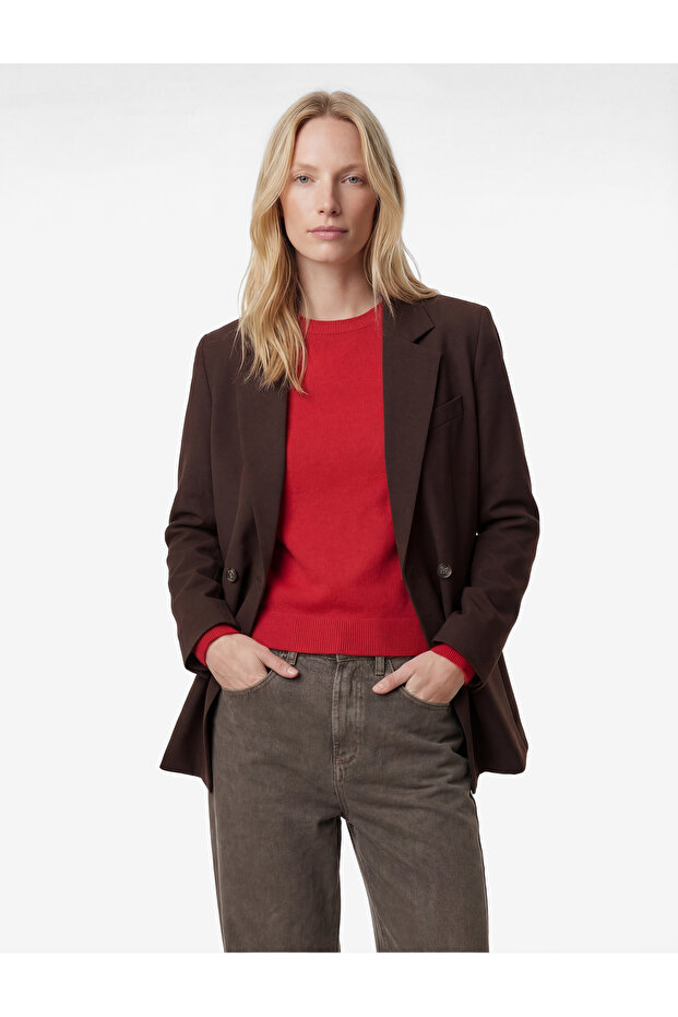 Long Sleeve Pocket Buttoned Double Breasted Blazer Jacket