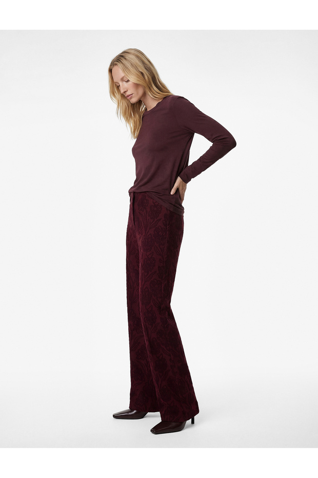 Floral Patterned Straight Long Wide Leg Palazzo Pants