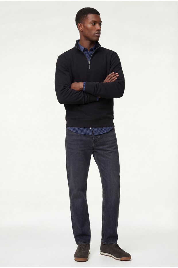 Regular Fit Long Sleeve Half Zip Sweatshirt