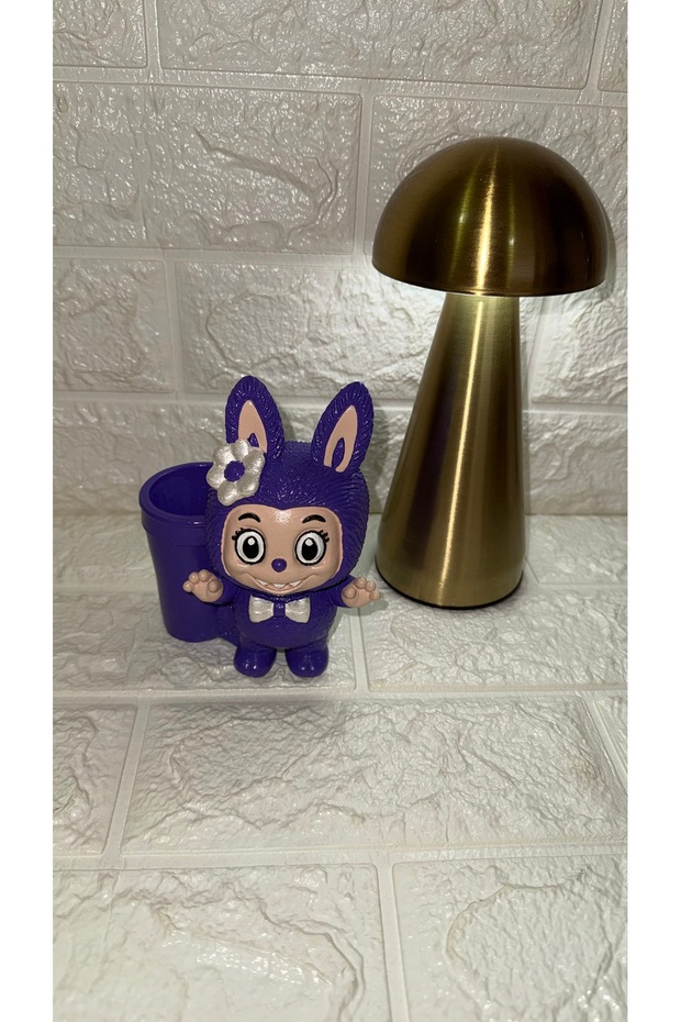 Cute Purple Labubu Figurine Pen Holder and Desktop Organizer - Gift