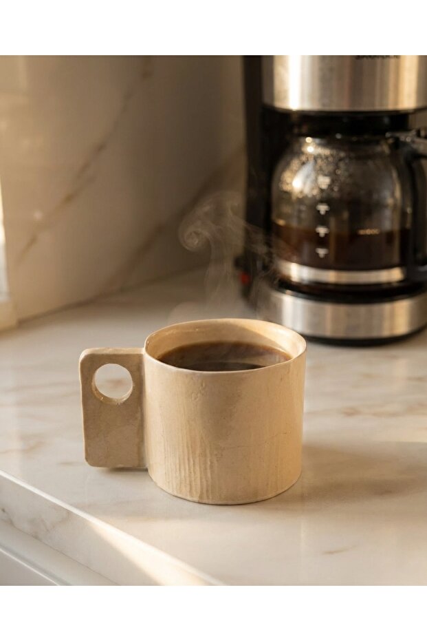 كوب من الخزف الحجري مستطيل الشكل بمقبض - 3