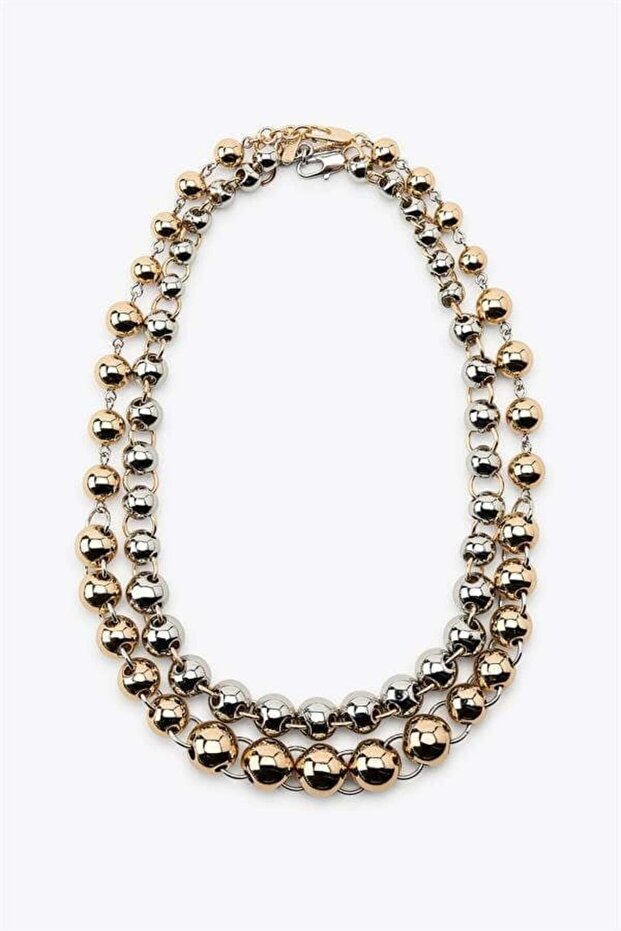 2-Piece Combined Bulk Chain Necklace - Multi-Color