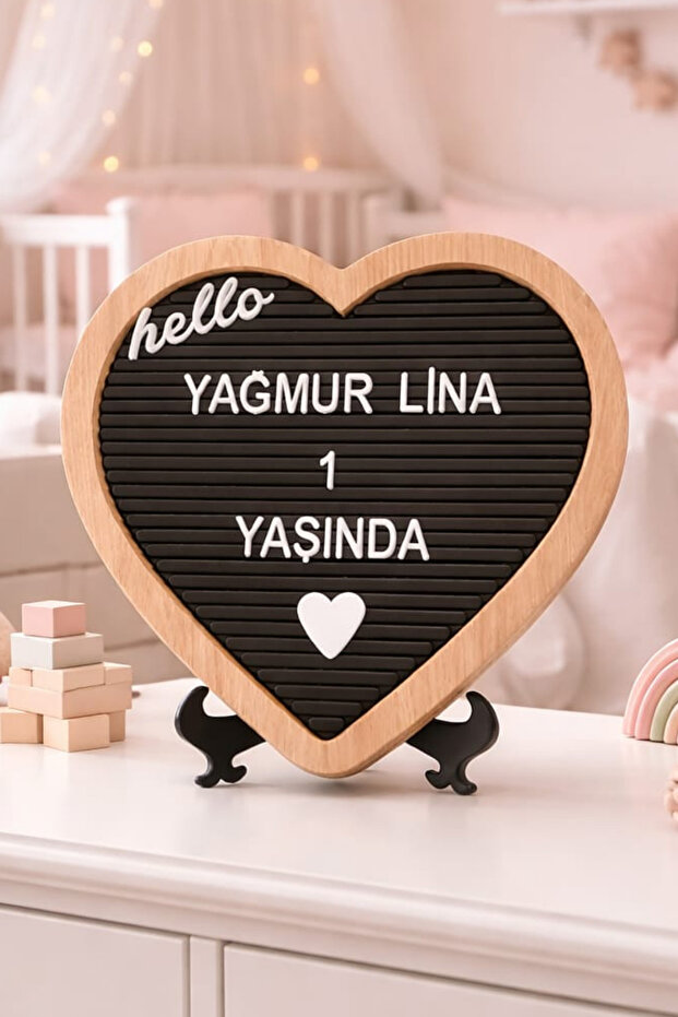 Heart Designed Wooden Message Board 25x25 cm